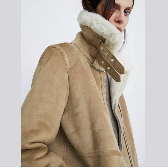 ❤️ ♥️ LAST size M ♥️ ❤️ NWT ZARA FAUX SUEDE LONG BIKER JACKET - Picture 11 of 14